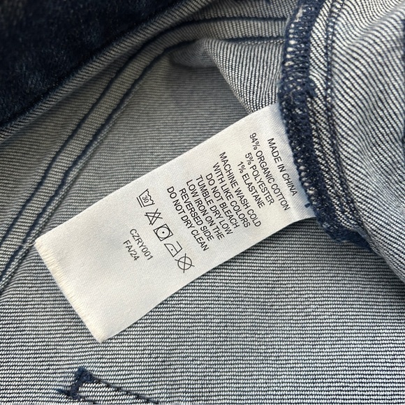 Quince Organic Cotton Stretch High Rise Patch Pocket Wide Leg Blue Jeans 27 - Picture 5 of 6